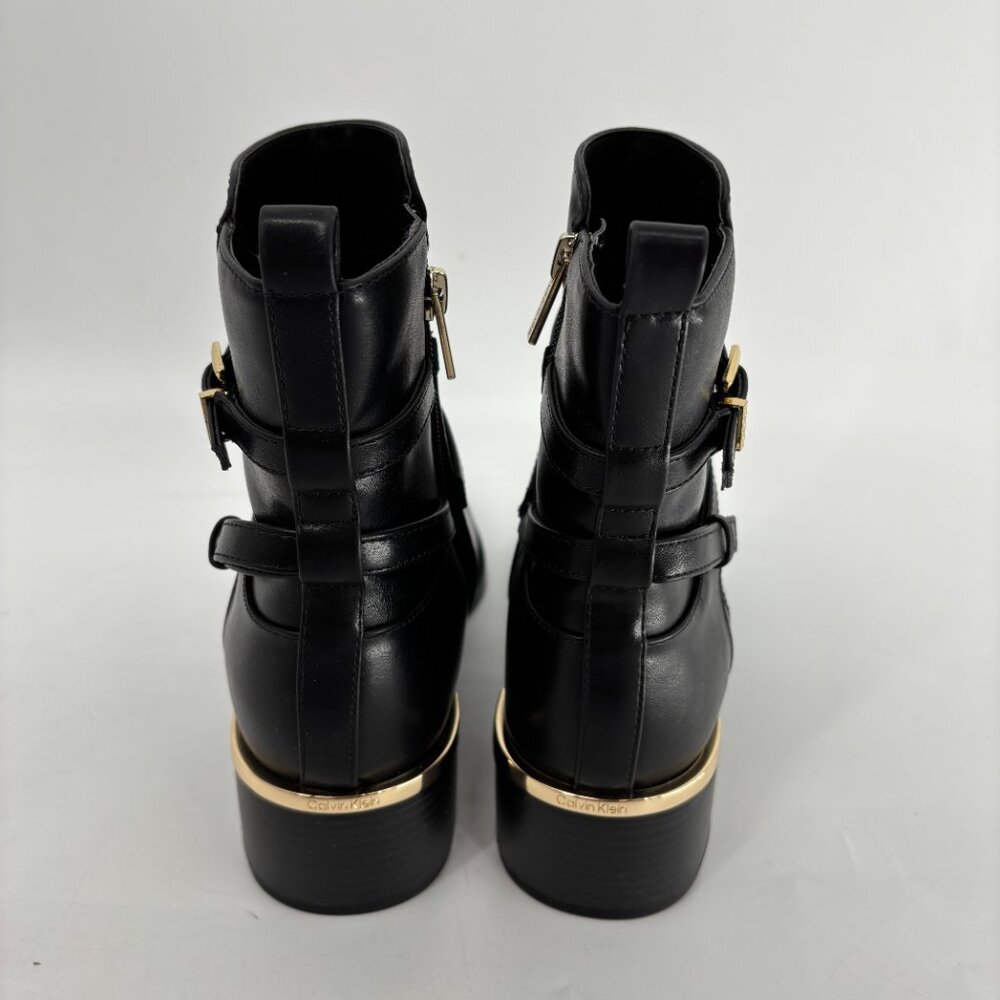 Calvin Klein Womens Jasen Buckle Strap Block Heel Ankle Booties Black Sz 7M NWB - Picture 5 of 9